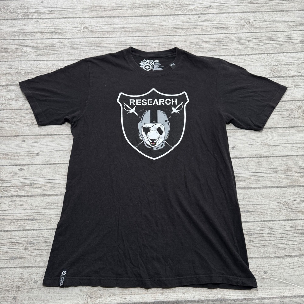 LRG Raid & Research T-Shirt Men's XL Black Premium Fit Cotton Streetwear Skater